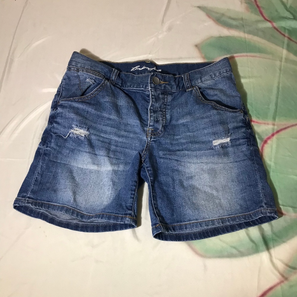 London Jean Light Wash Destroyed Denim Shorts